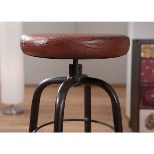 Paris Prix - Tabouret De Bar Métal & Cuir bill 75cm Marron