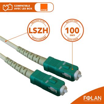 Câble réseau fibre optique ORANGE / BOUYGUES / SFR, SC-APC / SC-APC, 10 Gb  / s, 2m