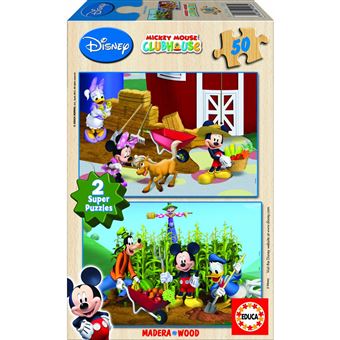Educa Puzzle En Bois 2x50 Mickey Mouse Club House Puzzle Enfant Achat Prix Fnac