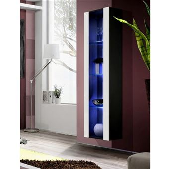 Vitrine LED Murale Design "Fly II" 170cm Blanc & Noir - 1