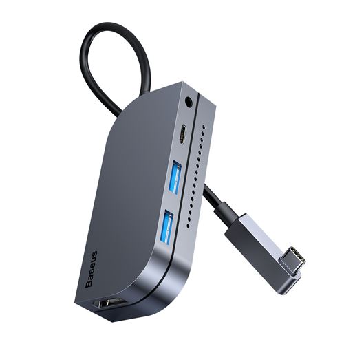 Adaptateur BASEUS WJ7 Type-C Avec SD TF PD USB3.0 HDML 3.5mm Grise