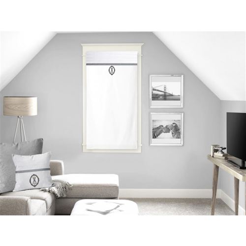 Brise bise brodé en coton 45x90 cm BOUDOIR blanc par Soleil d'ocre