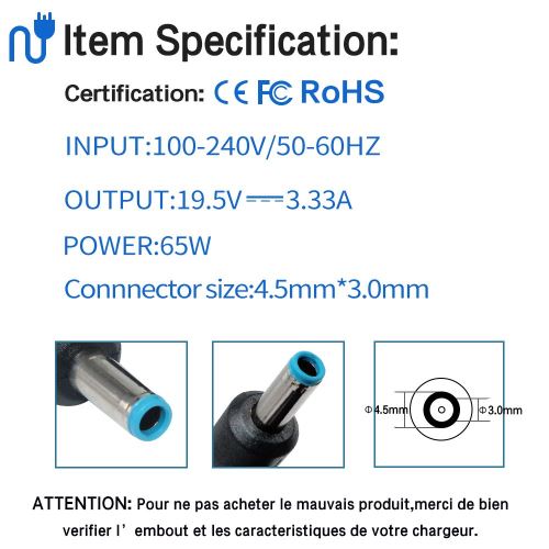 Chargeur Adaptateur Pour Portable HP Pavilion DM4-1070SF - Marque Visiodirect, Neuf, Garantie 1 An
