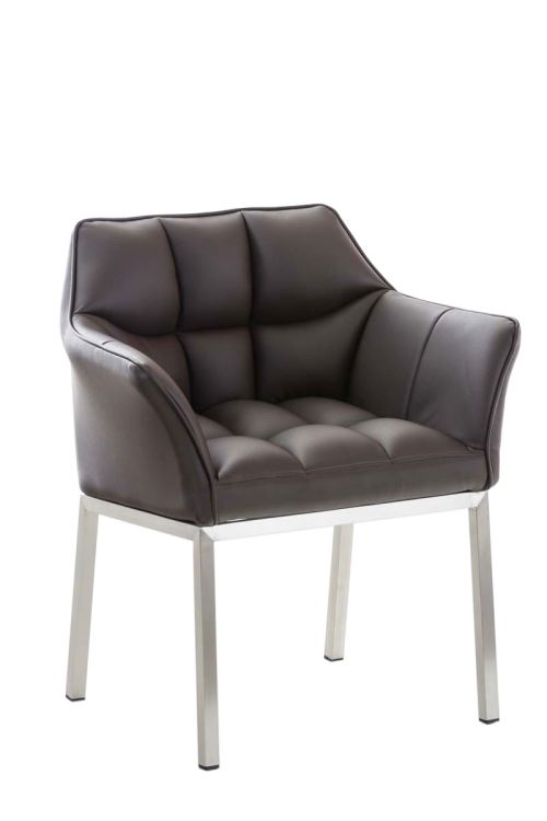 Chaise de salle à manger Octavia similicuir - Piètement en Acier inoxydable - Siège Marron