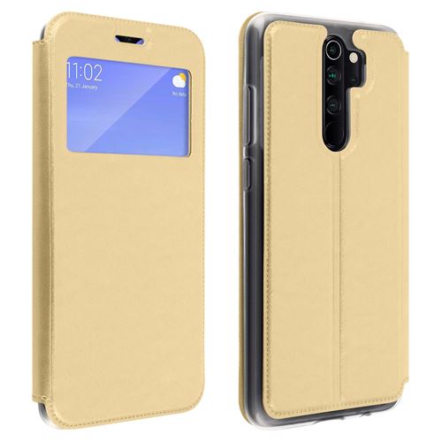 Etui pour Xiaomi Redmi Note 8 Pro avec Fenêtre Porte-carte Fonction Support doré