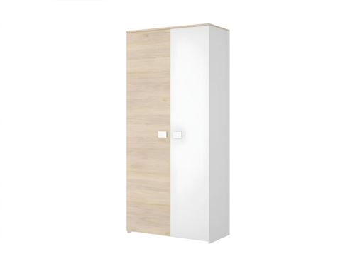 Armoire SONIA - 2 portes - L95cm - Coloris : Chêne et blanc