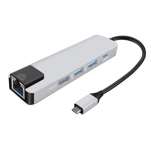 5 Dans 1 Usb Type C Hub Usb Hub 4K C Gigabit Ethernet Rj45 Adapter Lan BT189