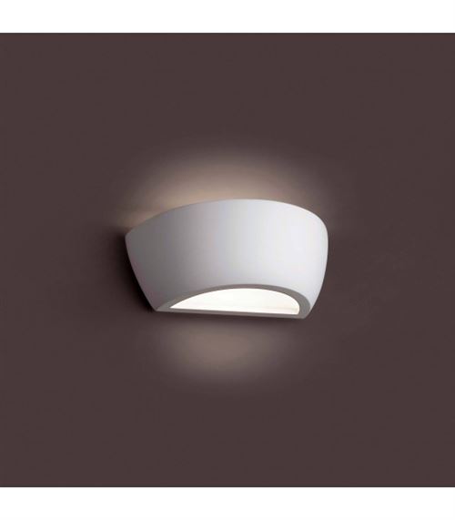 Applique murale forme bol en plâtre longueur 24.5cm Cheras blanc