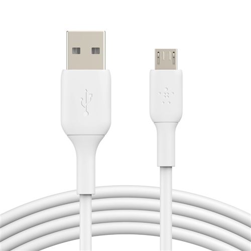 Belkin Câble Micro-USB pour Enceintes Portables, Batteries Externes, Liseuses, etc (1 m, Blanc)