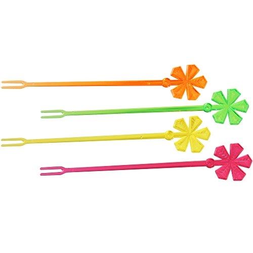 Fackelmann 50366 feuille pique de soirée plastique jaune orange rose vert 16 cm lot de 12