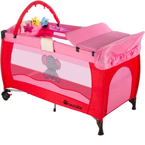 TecTake Lit Parapluie, Lit Bébé Pliant, Lit de Voyage Réglable DODO - rose vif