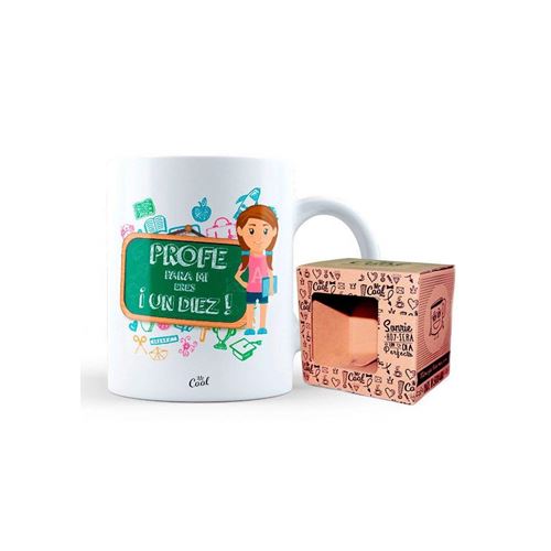 Mr Cool Tasse dans une boîte cadeau en Message profe pour mi eres un diez-niña, céramique, multicolore, 15 x 10 x 5 cm