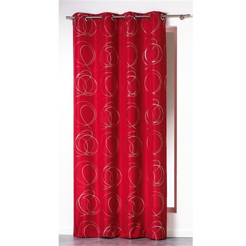 Rideau a oeillets Argent Bully Rouge 140 x 260 cm