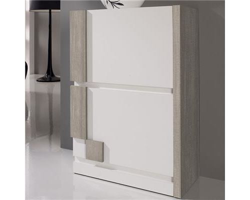 Meuble chaussure moderne blanc couleur bois clair MOSCOU 2 - L 60 x P 31,6 x H 87,3 cm