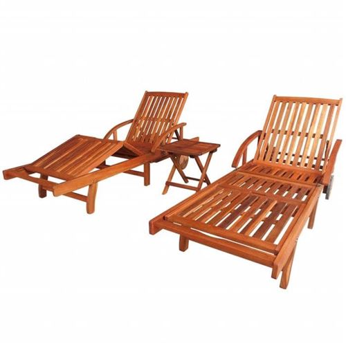 Vidaxl - Chaises longues 2 pcs avec table Bois d'acacia solide Brun