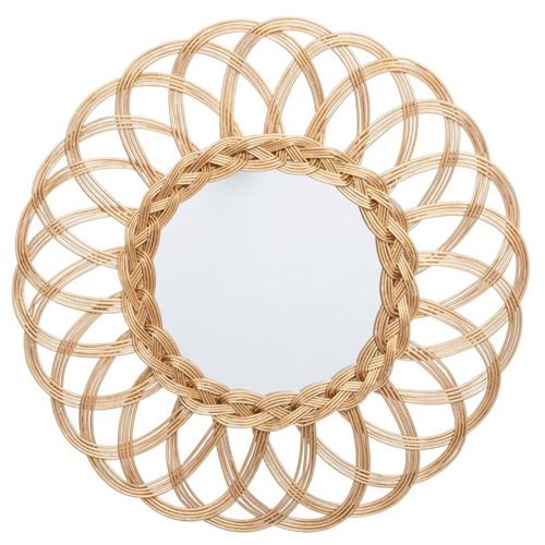 Miroir Mural Design en Rotin Fleurus 50cm Or