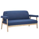 vidaXL Canapé à 3 places Tissu Bleu