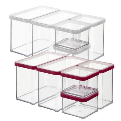 ROTHO Ensemble de pots de rangement LOFT, 5 pièces, transparent / rouge