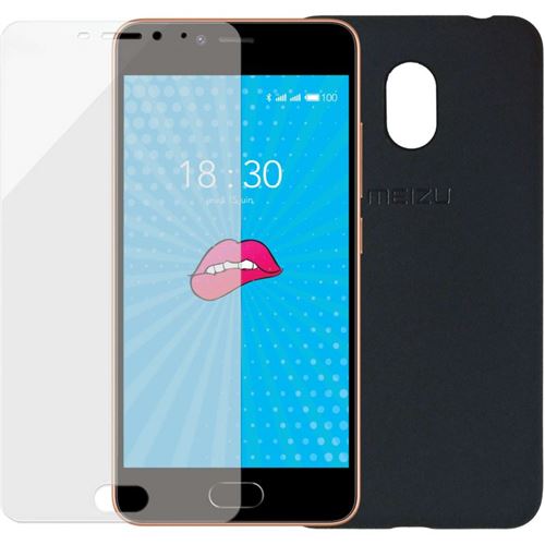 Coque noire + protège ecran meizu m5c origine