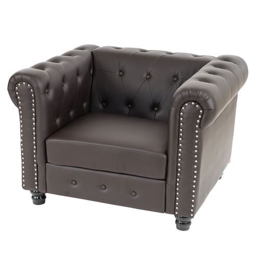 Mendler - Fauteuil Chesterfield - Style Lounge - Brun Antique - Grand - Image 3