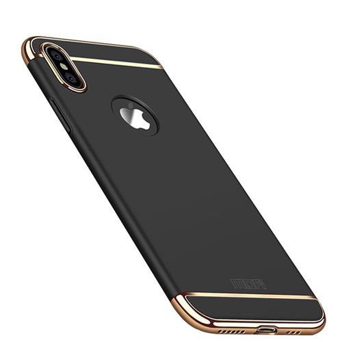 Coque en TPU placage 3 en 1 détachable noir pour votre Apple iPhone XS 5.8 inch
