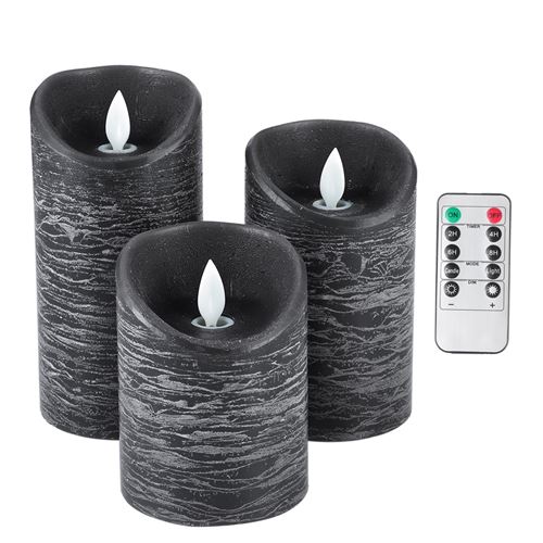 Lampe LED bougie simulation électronique avec télécommande pour décoration maison 3pcs - noir