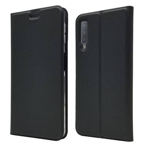 Etui en PU porte-cartes à absorption automatique noir pour votre Samsung Galaxy A7 (2018)