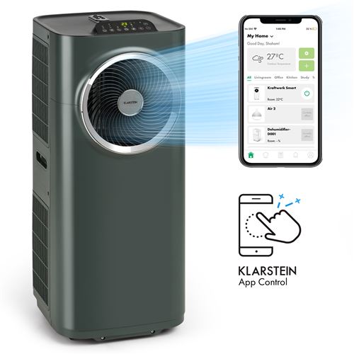 Klarstein Kraftwerk Smart 12000 Btu Climatiseur Mobile 3-En-1 Commande Via App Anthracite