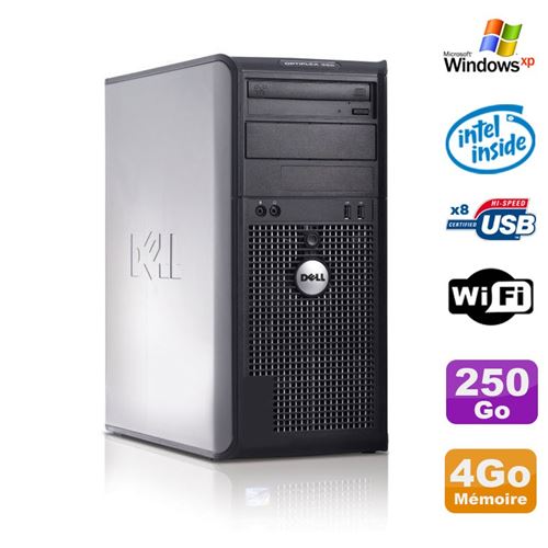 PC Tour Dell Optiplex 360 Mt Intel E7400 2.8Ghz 4Go Disque 250Go Dvd WiFi Win Xp