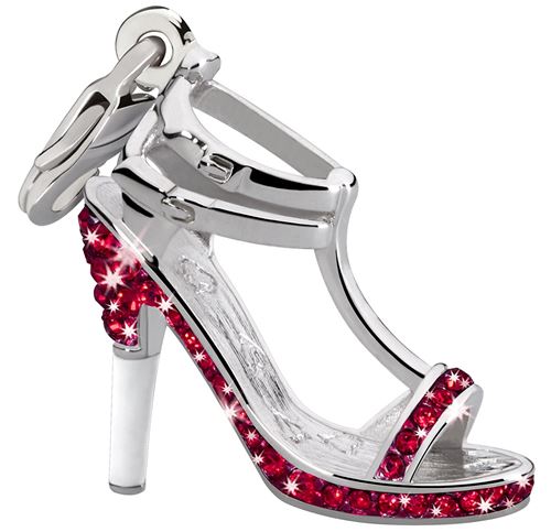 Glamour - GS4-05 - Collier Femme Argent 925/1000 - Pendentif Chaussure Sandale - Cristaux Swarovski - Rouge - 80 cm