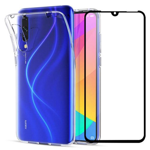 Coque pour Xiaomi MI 9 LITE et Verre Trempe Bord Noir - Protection Silicone Souple Ultra Mince Film Vitre Protection Ecran [Phonillico®]