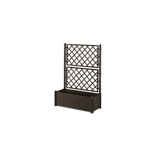 Stefanplast Marron (Bois) Bac A Fleurs Rectangulaire Avec Treillis - Finition En Bois - 100 X 43 X H 142 Cm - 80 L - Moka - Image 1