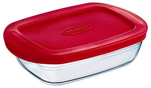 Arcuisine plat rectangle micro-onde avec couvercle en plastique - 1 l 7541392