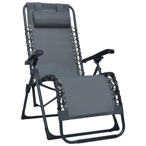 Vidaxl Gris Chaise Pliable De Terrasse Textilène