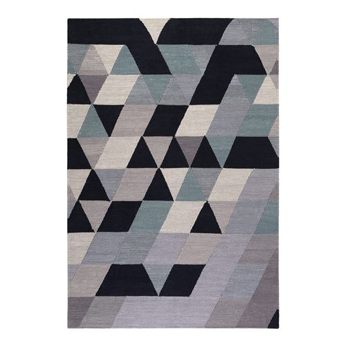 Tapis en coton gris géométrique triango kelim esprit home
