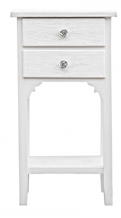 Petit meuble coloris blanc avec 2 tiroirs - Dim : L 37 x P 26,5 x H 69,5 cm -PEGANE-