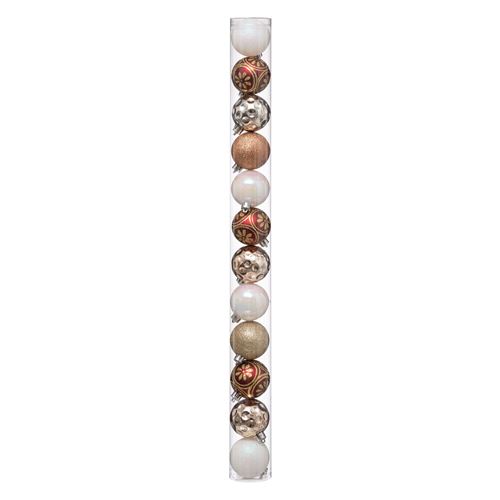 Kit de déco pour sapin de Noël - 12 Boules - Blanc, doré et bordeaux