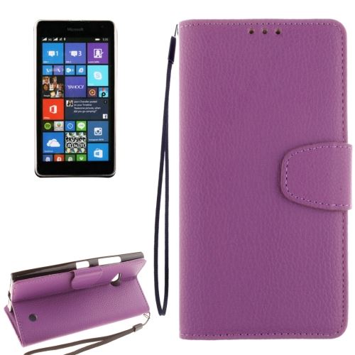 Nokia Lumia 730 Housse Etui Cuir PU Texture Litchi Violet ALS54724