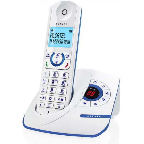 Alcatel Premium F390 Voice - Snoerloze telefoon - antwoordsysteem met nummerherkenning - DECT - 3-weg geschikt voor oproepen - wit, blauw