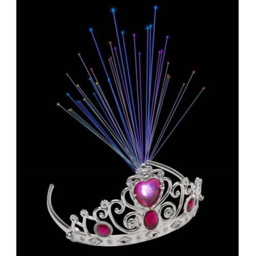Smiffys 21201 Déguisement Diadème Lumineux en Fibre Optique, Argenté, Taille Unique