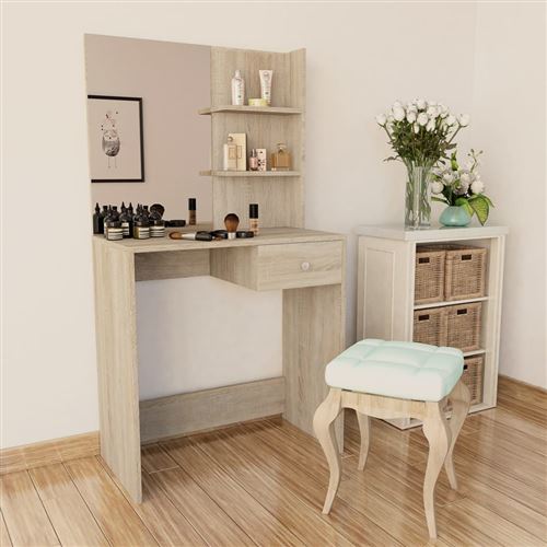 vidaXL Coiffeuse Aggloméré 75 x 40 141 cm Chêne
