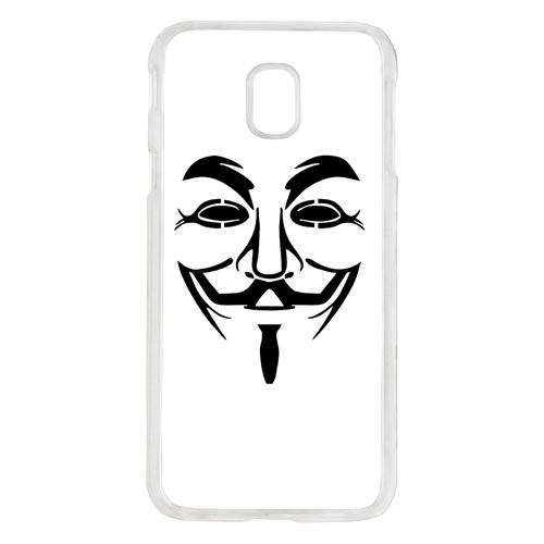 Coque Anonymous Blanc Compatible Galaxy J7 2017 Transparent