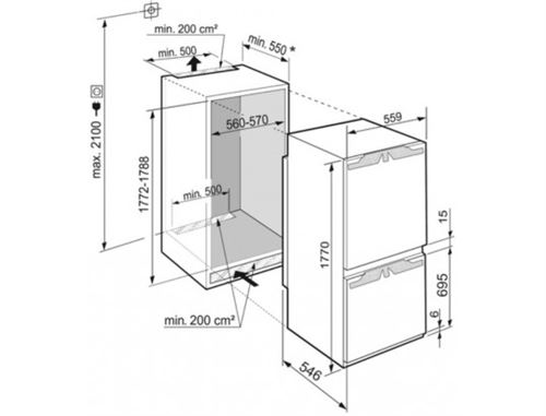 Liebherr icnf 5103 Congélateur réfrigérateur encastrable h 178 cm