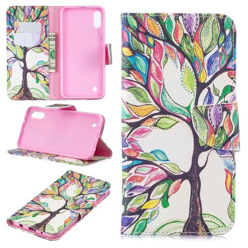 Etui en PU impression de motifs arbre colorisé pour votre Samsung Galaxy M10