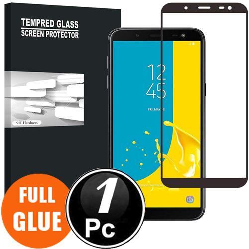 Samsung Galaxy J6 Vitre protection d'ecran en verre trempé incassable protection integrale Full 3D Tempered Glass FULL GLUE - [X1-Noir]