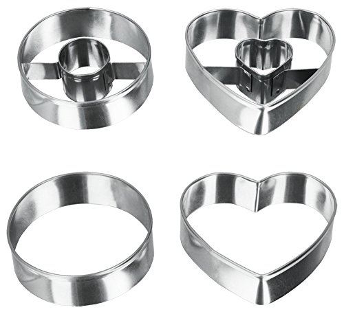 Metaltex anneau en inox et les emporte-pices en forme de coeur double-set de 4-argent