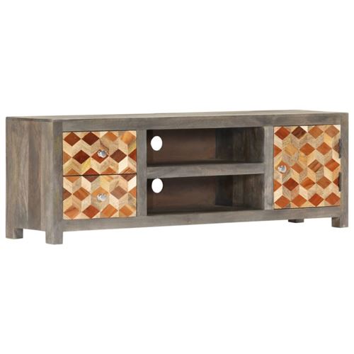 Meuble TV Gris 120 x 30 x 40 cm Bois massif de manguier vidaXL - Gris