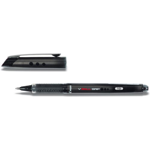 Pilot Stylo Roller V-Ball Grip 10 Pte m&eacute;tal 1 mm Encre Liquide Noire