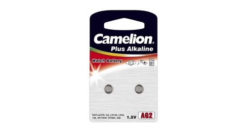 Piles boutons Alcaline AG 2 / LR726 / 396 / 196 / Blister de 2 piles « SANS MERCURE » CAMELION