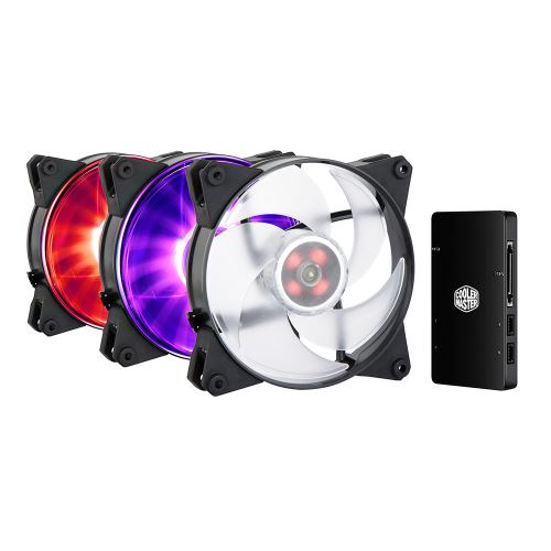 Cooler Master MasterFan Pro 120 Air Pressure RGB Ventilateur châssis 120 mm avec Cooler Master RGB LED Controller (pack de 3)